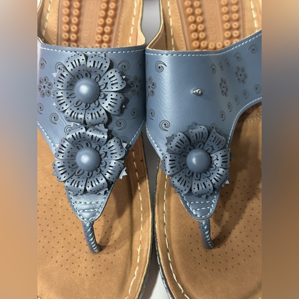 Ecetana Womens Sandals Platform Wedge: Comfortable Dressy Blue Size 40, New - Picture 9 of 15